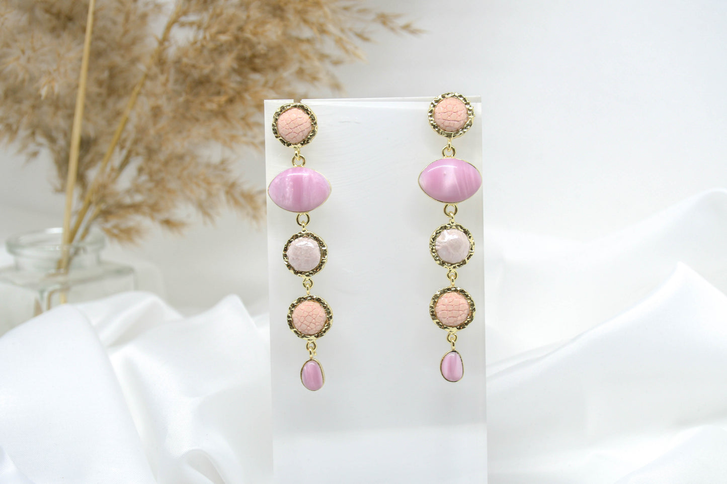 Barong Barong - Boucles d'oreilles pampilles roses