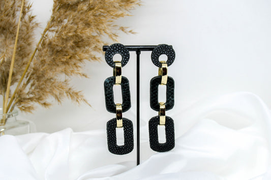 Barong Barong - Boucles d'oreilles noir et or