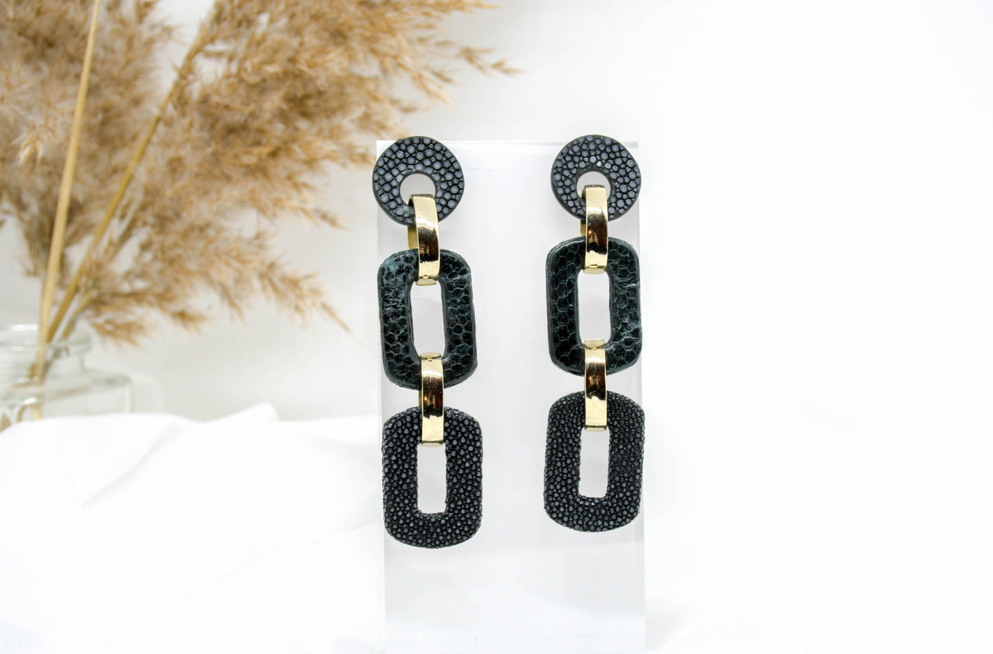 Barong Barong - Boucles d'oreilles noir et or