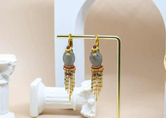 Satellite - Boucles d'oreilles grise et or