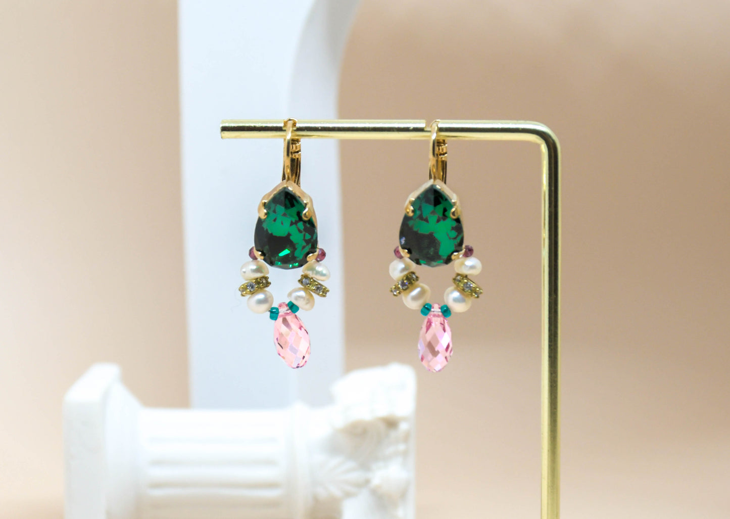 Satellite - Boucles d'oreilles verte rose