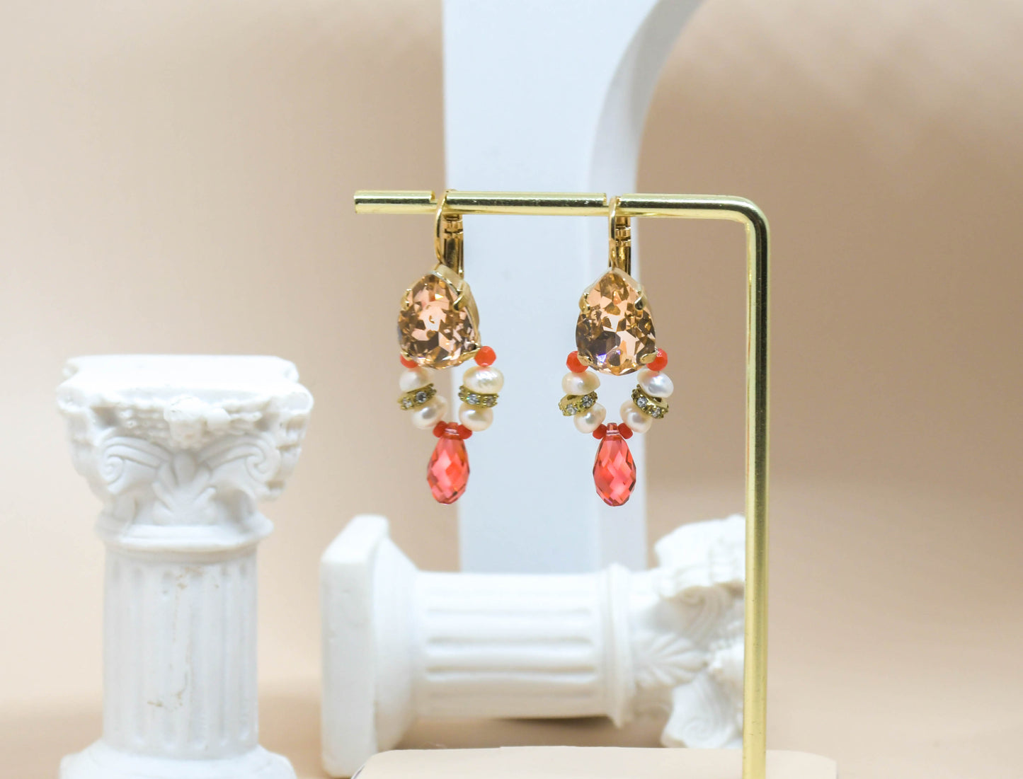 Satellite - Boucles d'oreilles rose et doré