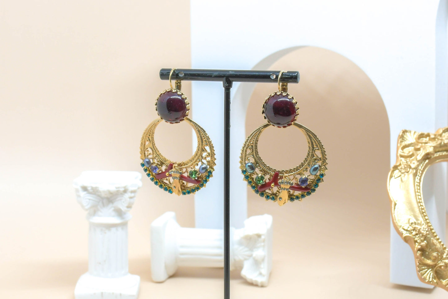 Satellite - Boucles d'oreilles bordeaux