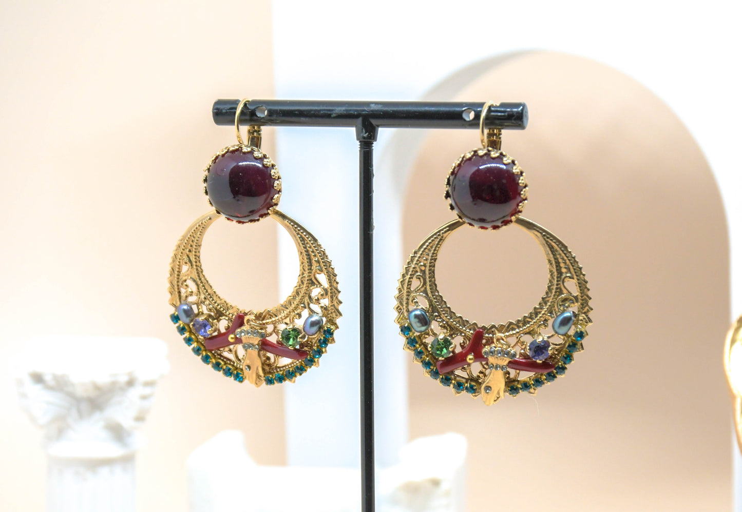 Satellite - Boucles d'oreilles bordeaux