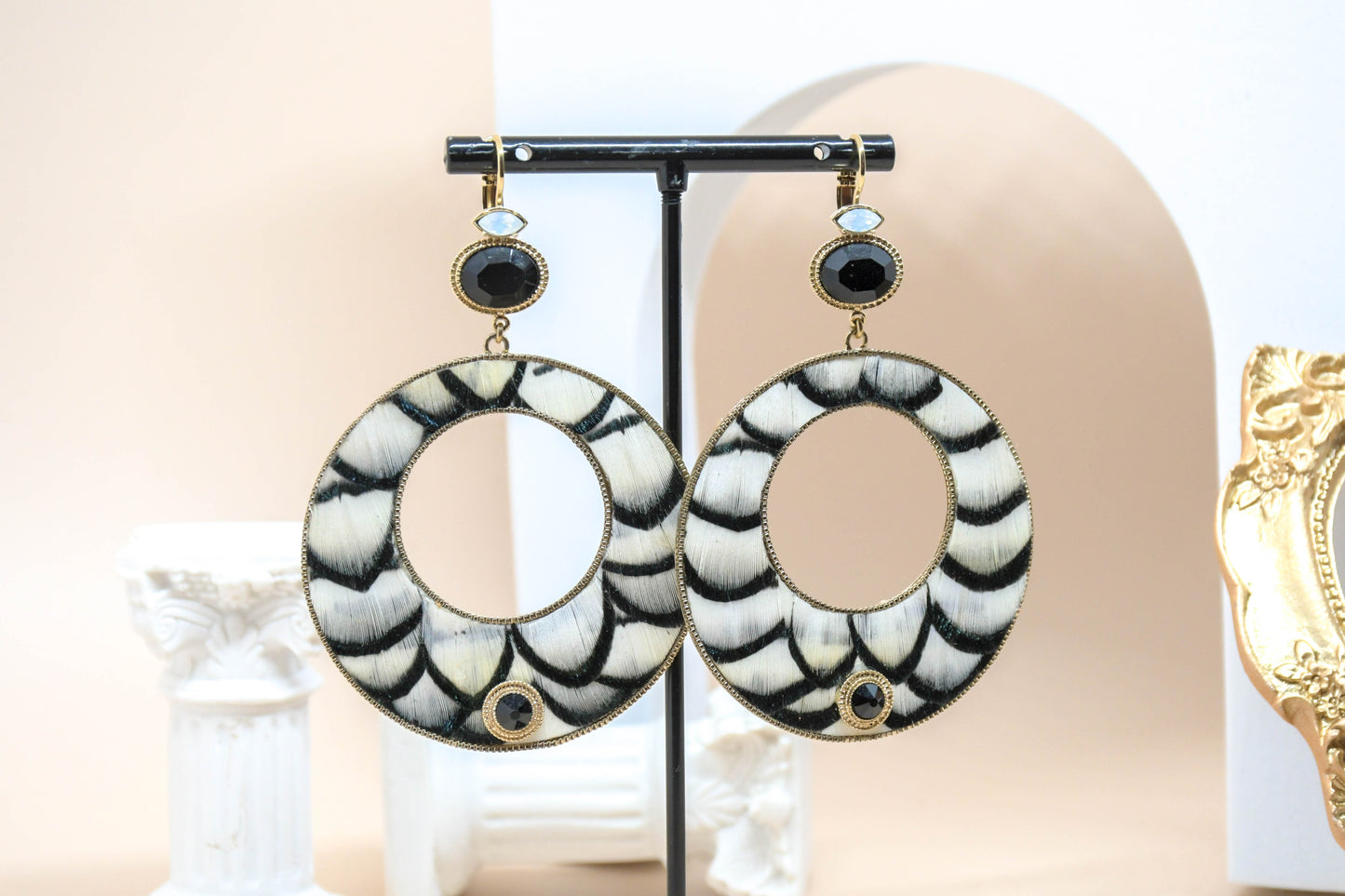 Satellite - Boucles d'oreilles plume blanche