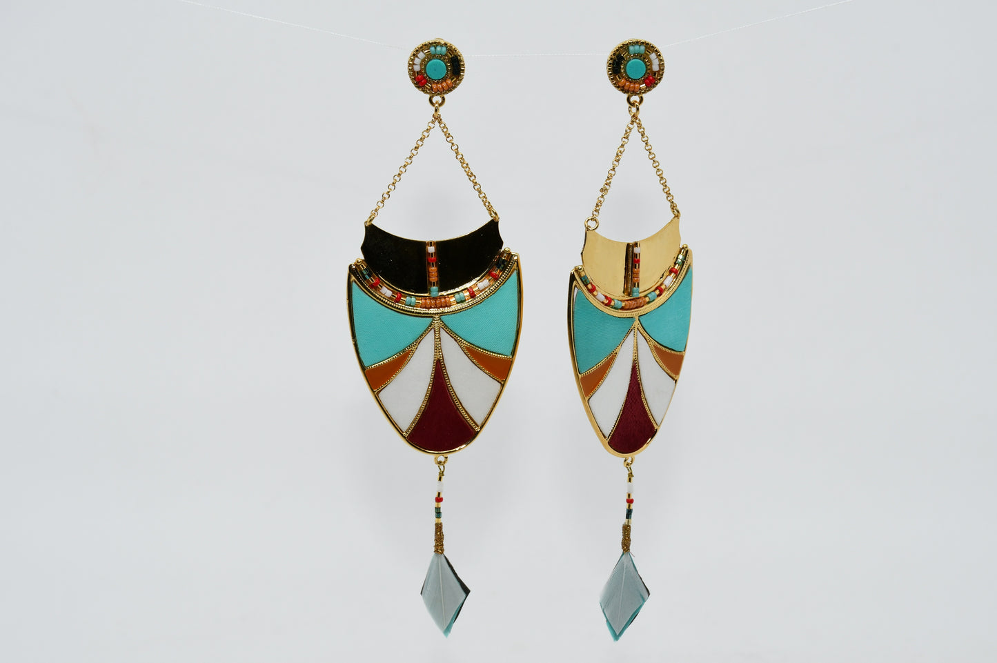 SATELLITE - Boucles d oreilles turquoise plume