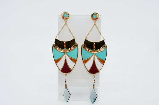 SATELLITE - Boucles d oreilles turquoise plume